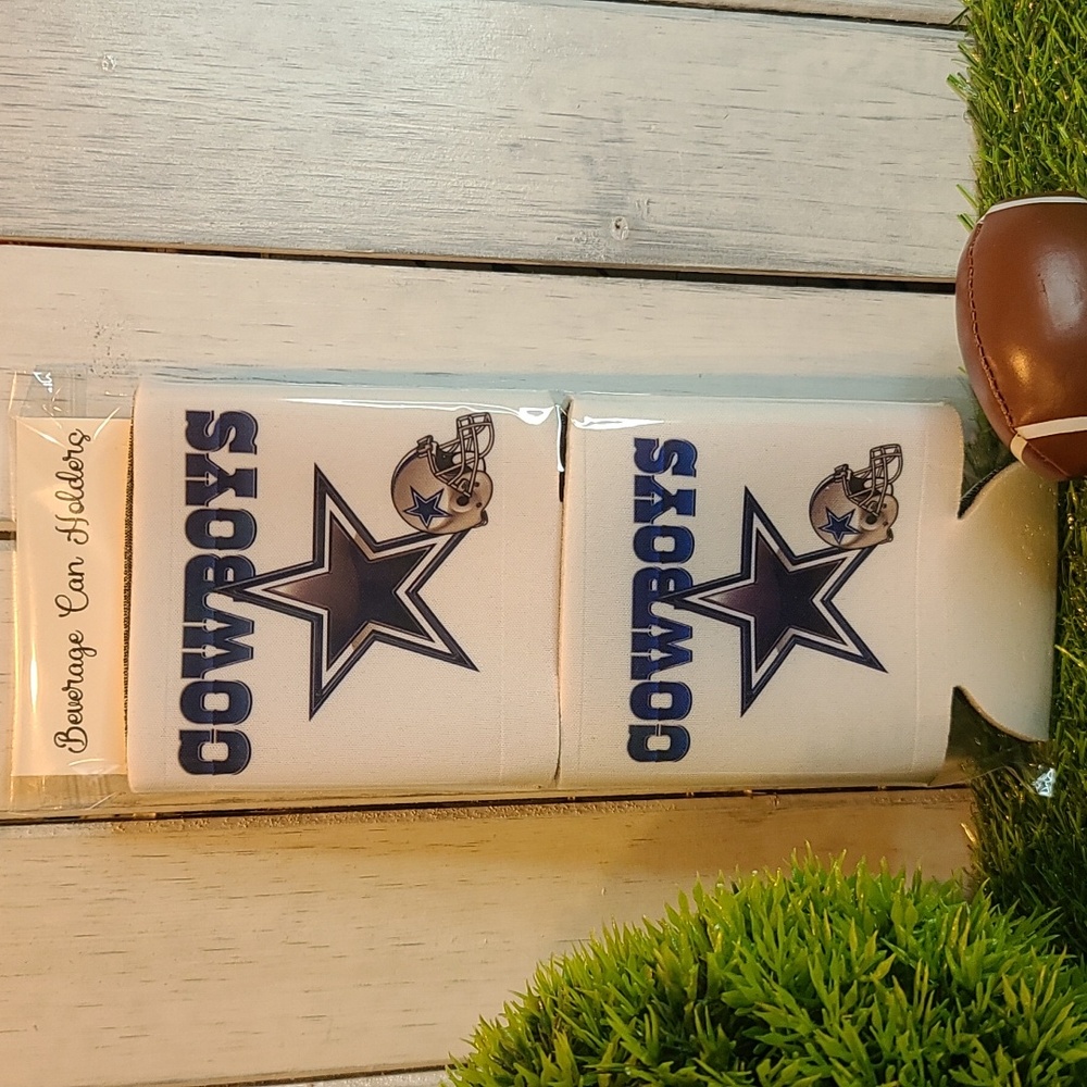 NFL FOOTBALL NWT Cowboys theme Beverage holder set of 2 can water beer soda